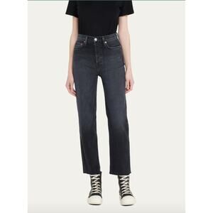 RE/DONE 70s Stovepipe Distressed Jeans in Washed‎ Noir Black Size 29